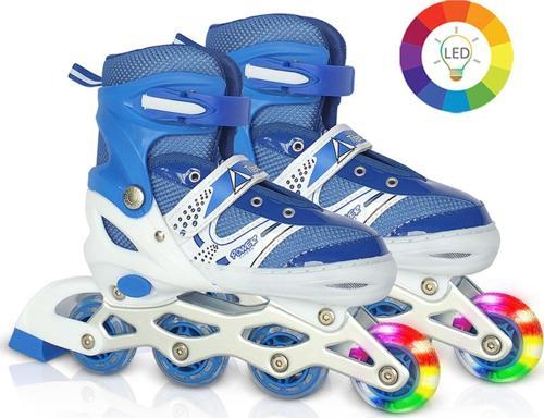 Işıklı 4 Tekerlekli Inline Paten 35-38 Mavi