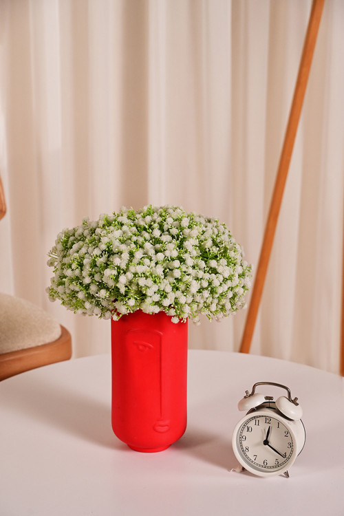 Beyaz Yapay Cipso Demeti 10 Dallı Premium Islak Dokulu Dekoratif Vazo Çiçeği 30 cm