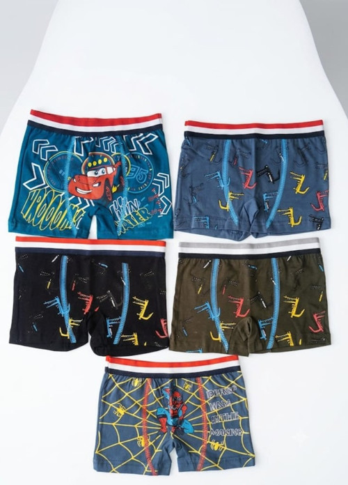 Erkek Çocuk Renkli Pamuklu Boxer 5 ' Li Paket