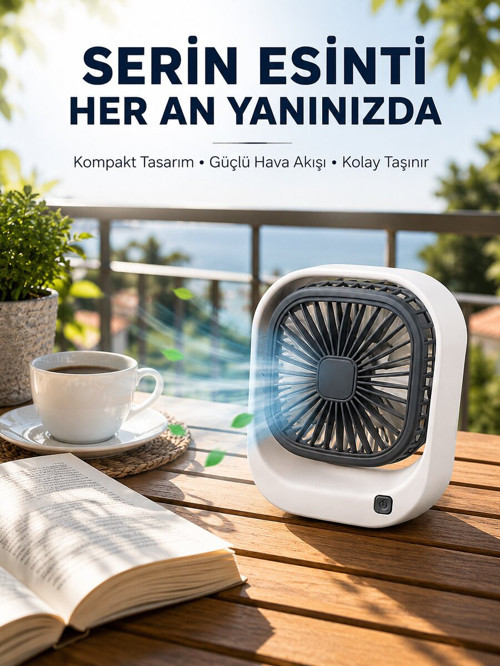 Taşınabilir Şarjlı Masa Fanı Sessiz ve Güçlü Fan Sistemli - KTFIAB7913-6180