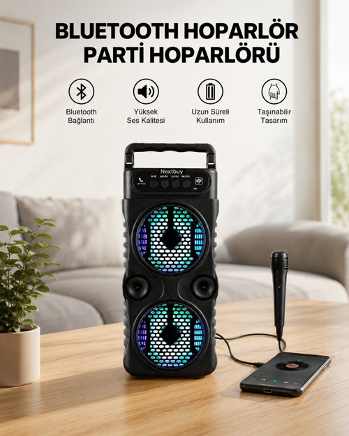 LED Işıklı Kablosuz Bluetooth Hoparlör Yüksek Ses Güçlü Bas Performansı Ta? - KTFIAB1176-4