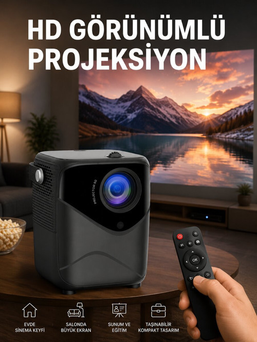 Yüksek HD Görünümlü Taşınabilir Projeksiyon Cihazı - KTFIAB1520-5371