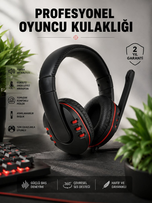 Yüksek Ses Kalitesi ve Aktif Gürültü Engelleme Özellikli Kablolu Mikrofonlu Kul - KTFIAB7820-3
