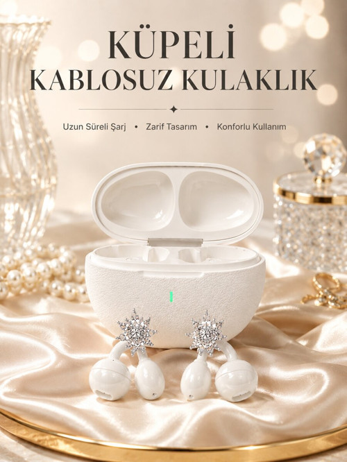 Yeni Nesil Küpeli Kablosuz Kulaklık Güçlü Bataryalı - KTFIAB6367-1738
