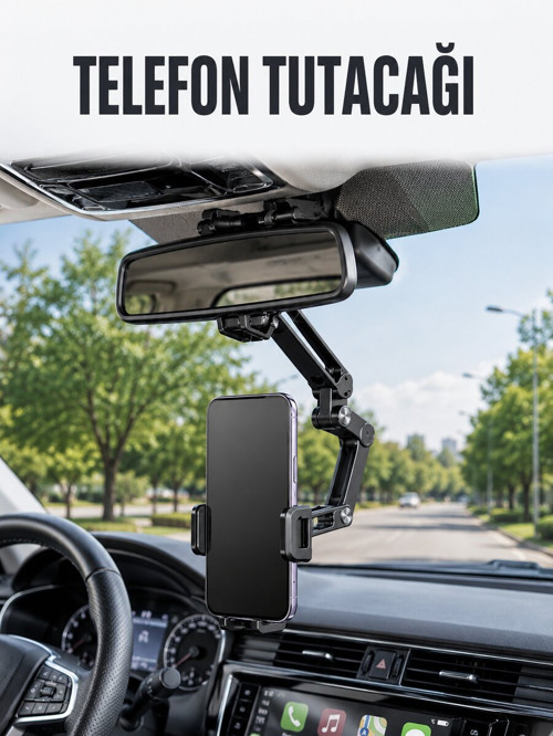 Araç Dikiz Aynası Telefon Tutucu Ayarlanabilir Katlanabilir Navigasyon Telefon Sta - KTFIAB6092-3