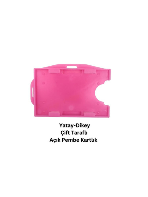 Açık Pembe Yatay Dikey Çift Taraflı Kart Koruyucu
