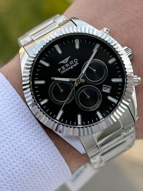 Çelik Kordon İç Fonksiyonları Aktif Chronograph 30 Mt Su Geçirmez Erkek Kol Saat EFM31289-A2