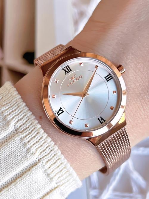 Hasır Kordonlu Rose Gold Kararmaz Renk Atmaz 3 Atm  Özel Tasarım Kadın Kol Saat BF21040CWT
