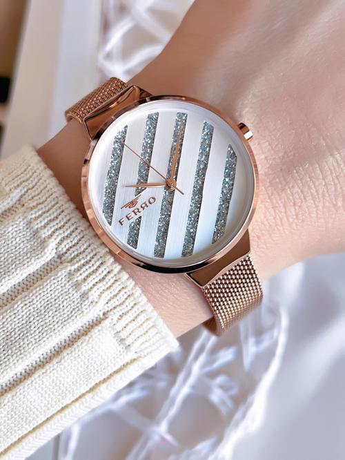 Hasır Kordonlu Rose Gold Kararmaz Renk Atmaz 3 Atm  Özel Tasarım Kadın Kol Saat BF21153CWT-C