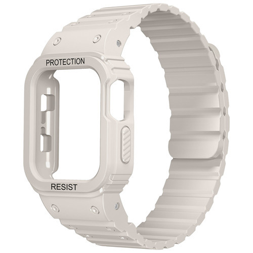 Watch 10 42mm MKST KRD-142 Airbag Tasarımlı Kasa Koruyuculu Silikon Kordon - Starlight