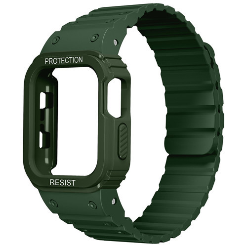 Watch 10 42mm MKST KRD-142 Airbag Tasarımlı Kasa Koruyuculu Silikon Kordon - Yeşil