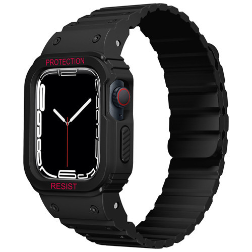 Watch 10 42mm MKST KRD-142 Airbag Tasarımlı Kasa Koruyuculu Silikon Kordon - Siyah