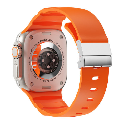 Watch 10 46mm MKST KRD-145 Premium Metal Tokalı Silikon Kordon - Turuncu