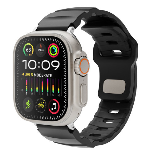Watch 42mm MKST KRD-143 Oluklu Tasarım Outdoor Silikon Kordon - Siyah