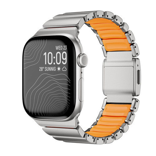 Watch 42mm MKST KRD-151 Premium Metal / Silikon Kordon - Gümüş-Turuncu