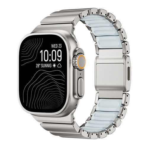 Watch 10 46mm MKST KRD-151 Premium Metal / Silikon Kordon - Gümüş-Mavi