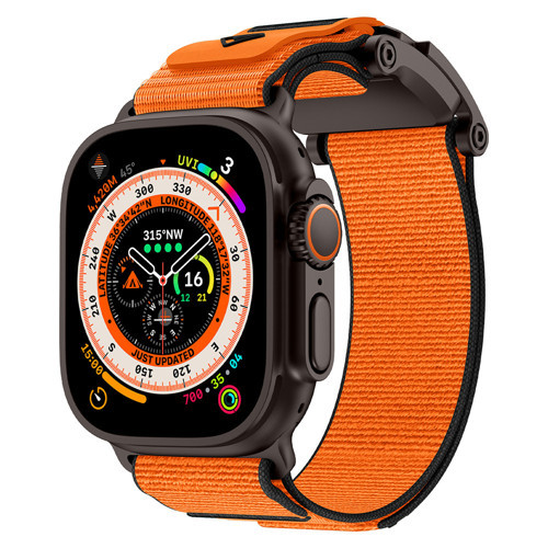 Watch 44mm MKST KRD-154 Naylon Kumaş Hasır Örgülü Kordon - Siyah-Turuncu