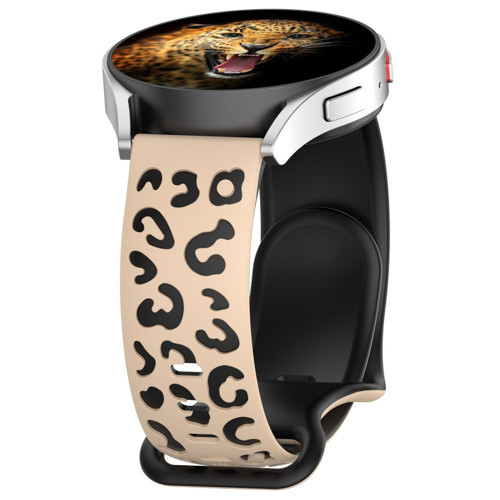 Gear S2 MKST KRD-140 20mm Silikon Kordon Strap Kayış - Bej-Siyah