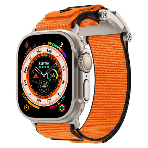 Watch 44mm MKST KRD-154 Naylon Kumaş Hasır Örgülü Kordon - Gri-Turuncu