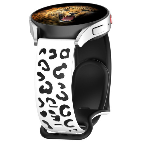 Galaxy Watch 42mm MKST KRD-140 20mm Silikon Kordon Strap Kayış - Beyaz-Siyah