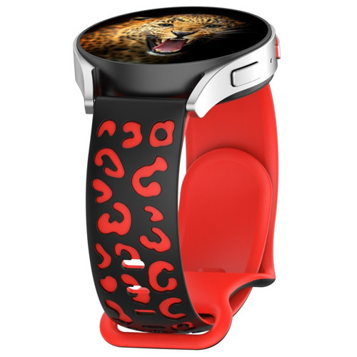 Galaxy Watch 42mm MKST KRD-140 20mm Silikon Kordon Strap Kayış - Siyah-Kırmızı