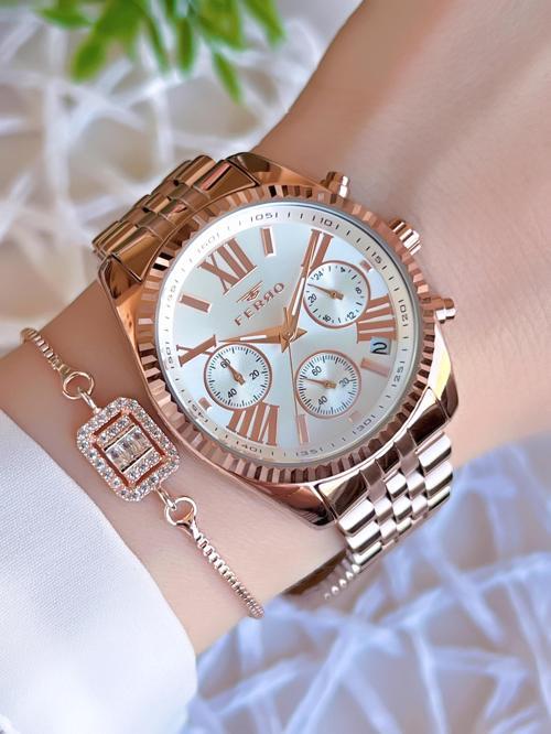 İç Fonksiyonları Aktif Rose/Gold Renk Kararmaz Renk Atmaz 3 Atm Kadın Kol Saati EFL41172C