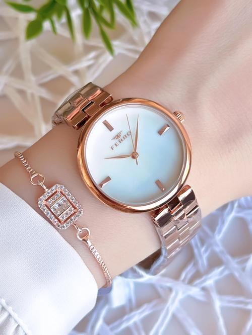 Rose/Gold Renk Kararmaz Renk Atmaz 3 Atm  Özel Tasarım Kadın Kol Saati EFL21100C