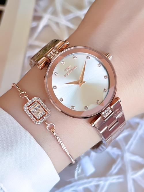 Rose/Gold Renk Kararmaz Renk Atmaz 3 Atm  Özel Tasarım Kadın Kol Saati EFL21297C
