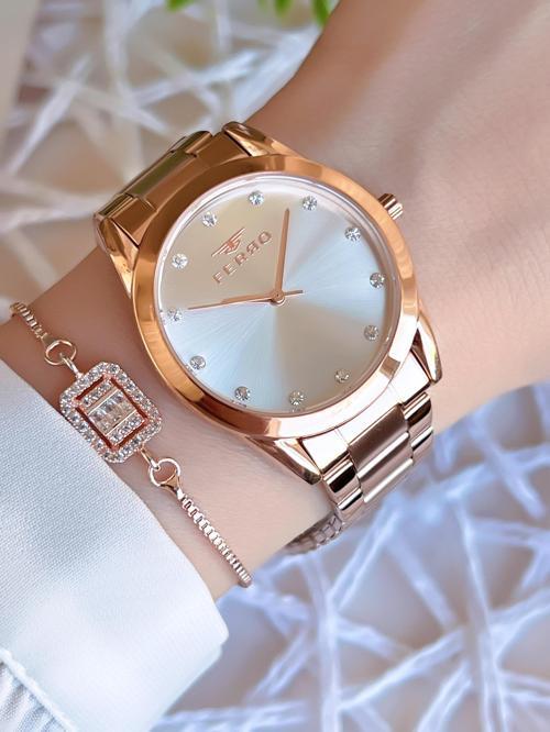 Rose/Gold Renk Kararmaz Renk Atmaz 3 Atm  Özel Tasarım Kadın Kol Saati EFL21929C
