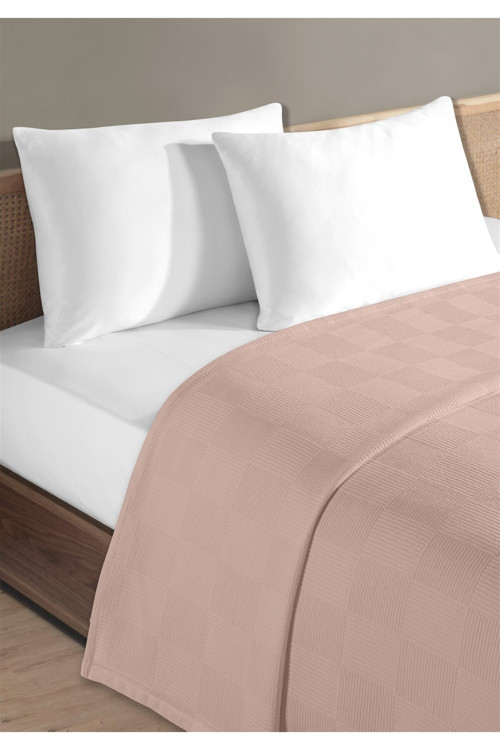 %100 Pamuk Çift Kişilik Pudra Otel Pike Takım 200 x 230 cm