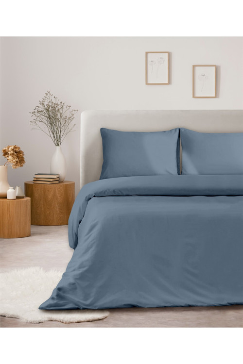 % 100 Pamuklu Akfil Nevresim Seti Tek Kişilik 160x220 Cm Indigo