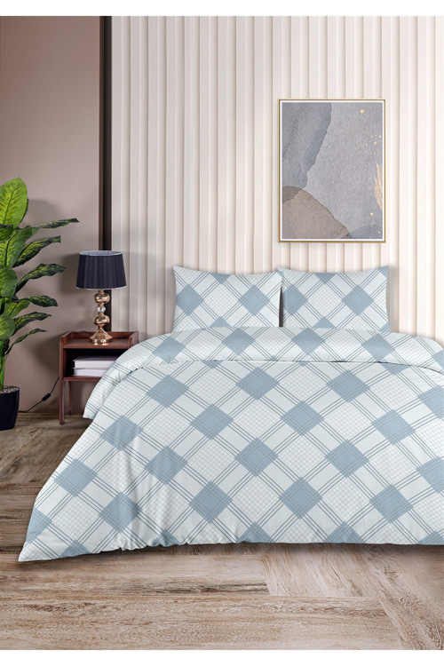 Loren %100 Pamuk Çift Kişilik Nevresim Takımı 200x220cm Açık Mavi-Mavi