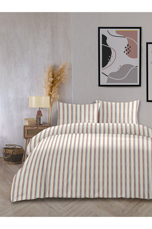 Cool Natural %100 Pamuk Akfil Eler Mavi Ipliği Boyalı Nevresim Seti Çift Kişilik - 200x220 Cm