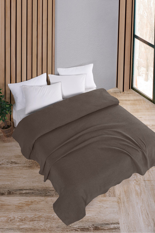 Pamuklu Akel Açık Kahve Çok Amaçlı Yatak Örtüsü Çift Kişilik - 200x230 Cm