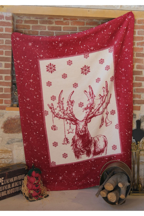 Deer Pamuklu Tv Battaniye Kırmızı 130x170 cm