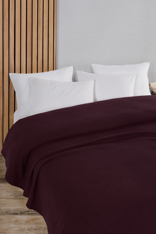 Pamuklu Aden Koyu Bordo Çok Amaçlı Yatak Örtüsü Çift Kişilik - 200x230 Cm