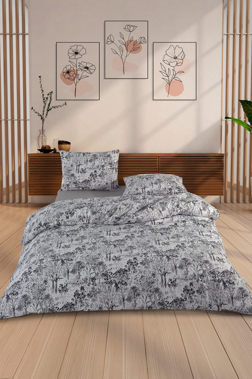 Carlo %100 Pamuk Çift Kişilik Nevresim Takımı 200x220 cm Antrasit