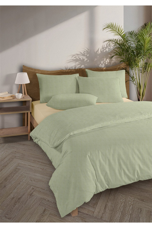 Chıc %100 Pamuk Ranforce Akay Yeşil Ipliği Boyalı Nevresim Takımı Tek Kişilik - 160x220 cm