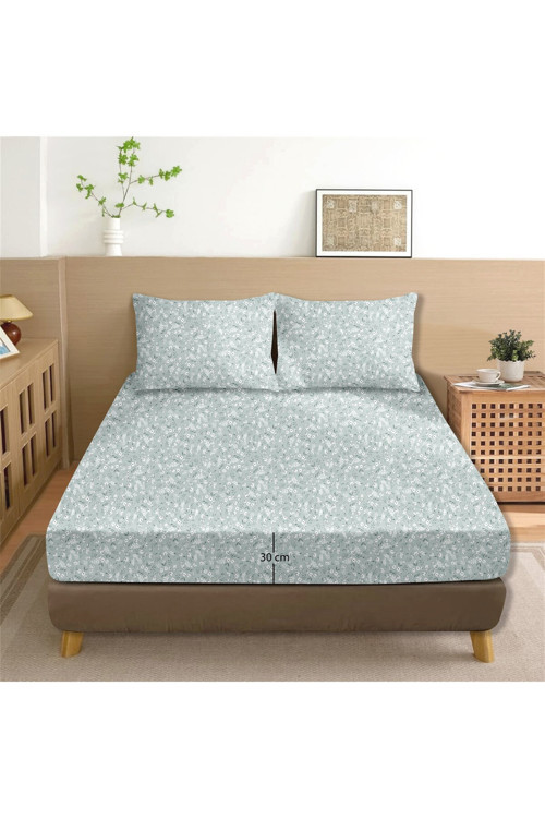 Dalya %100 Pamuk Tek Kişilik Lastikli Çarşaf Seti Mavi- 100x200+30 cm