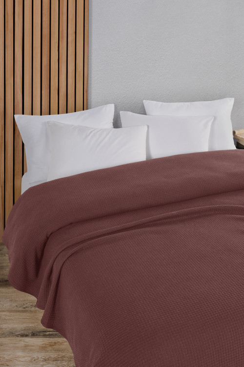 Pamuklu Aden Kiremit Çok Amaçlı Yatak Örtüsü Çift Kişilik - 200x230 Cm