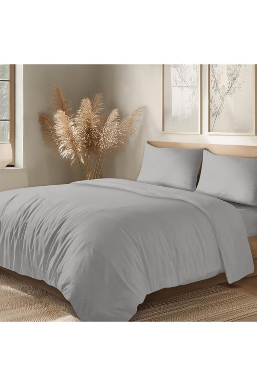 % 100 Pamuklu Akfil Nevresim Takımı Tek Kişilik 160x220 Cm Gri