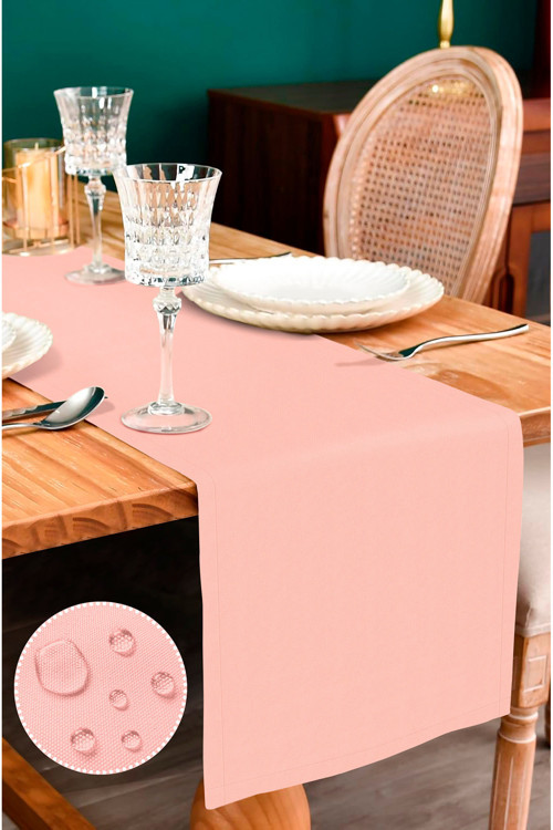 Canvas Sıvı Geçirmez Leke Tutmaz Runner Açık Pembe 50 x 150cm
