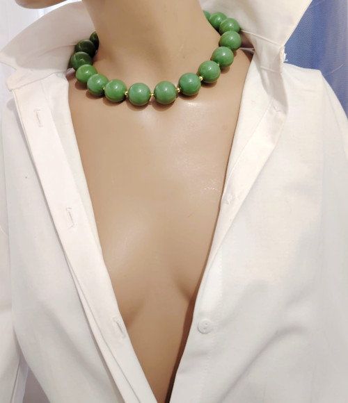Manolya Büyük Akrilik Boncuk Choker Kolye 5 Renk