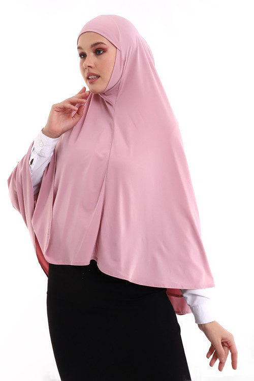 Pembe Malezya Model Pratik Çarşaf Üstü Kolsuz Tesettür Sufle Eşarp