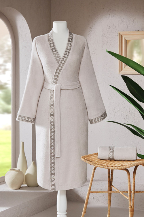 Aurea Nakışlı Kimono Kadın Bornoz Seti