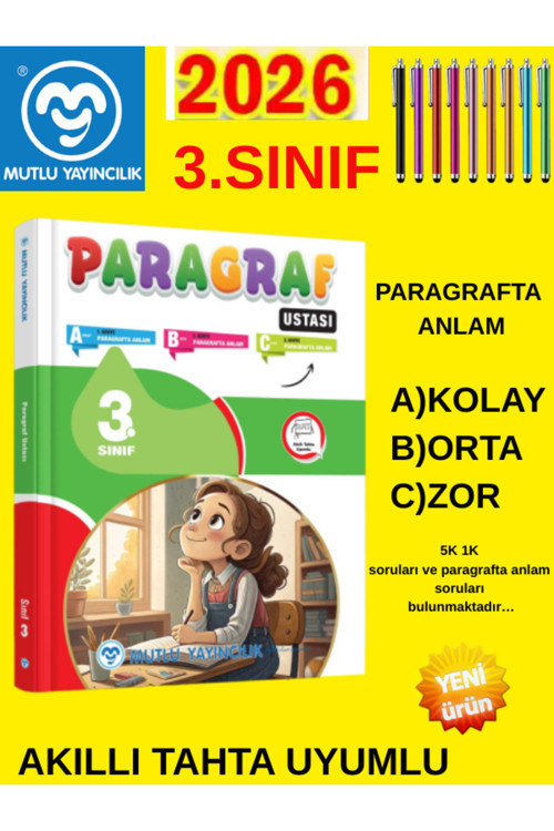 Yeni 2026 Paragraf Ustası! Mutlu Yayıncılık Güvencesi Ve Android Kalem 3.Sınıf