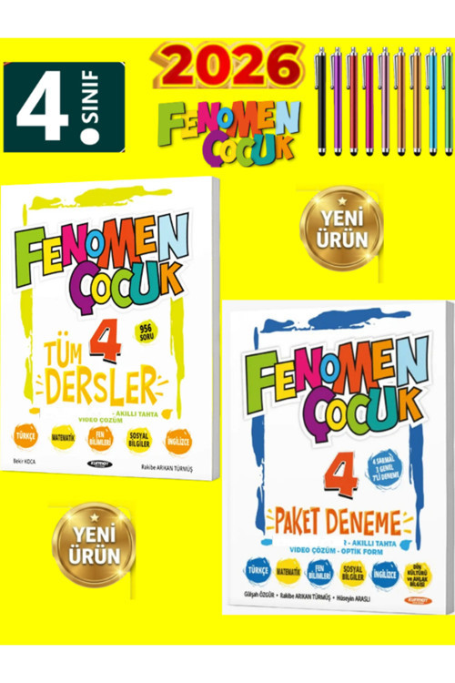 Fenomen Çocuk 4. Sınıf Tüm Dersler Soru Bankası + 7'Li Paket Deneme Sınavı + Android Kalem