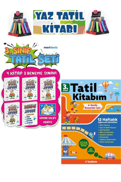 Güncel Tudem Yayın 3.Sınıf Taz Tatil Kitabı-Mavideniz 3.Sınıf Yaz Tatil Kitabı Seti+Kalemlik