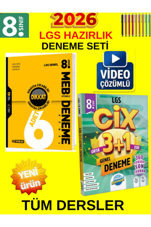 8.Sınıf Lgs Süper İkili Tüm Ders Genel Deneme Set-Hız Yayın 6Lı Genel+Ünlüler Cix 3+1 Deneme