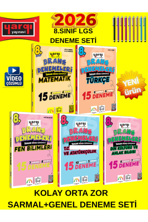 8. Sınıf 2026 Lgs Hazırlık Ders Arkadaşım Tüm Dersler 5 Kitap 75 Deneme Yeni Nesil Sorular+Kalem